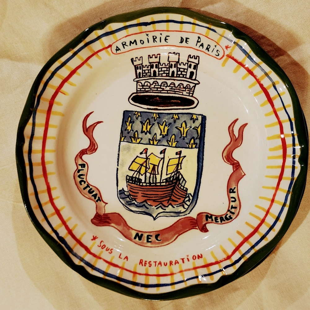 Vintage Nathalie Lete COAT OF ARMS PARIS Plate ARMOIRE DE PARIS